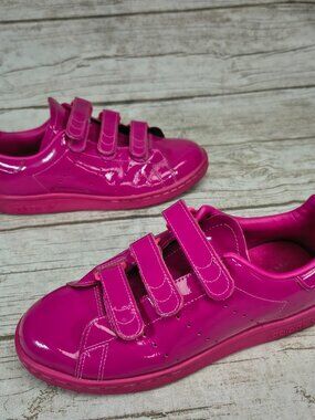 Adidas Stan Smith Comfort Strap Patent Leather Hot Pink Sneakers S75191 Sz UK 5